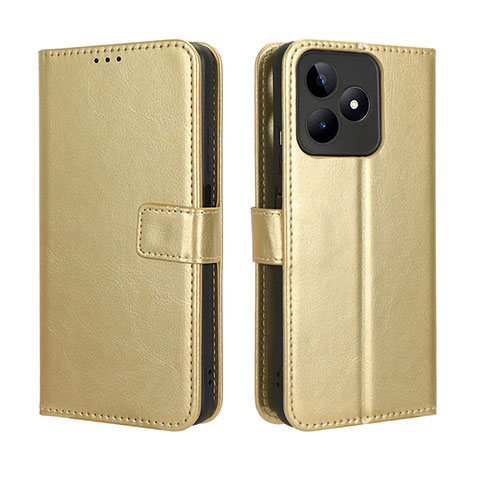 Custodia Portafoglio In Pelle Cover con Supporto BY5 per Realme C67 Oro