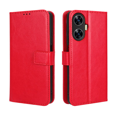 Custodia Portafoglio In Pelle Cover con Supporto BY5 per Realme Narzo N55 Rosso