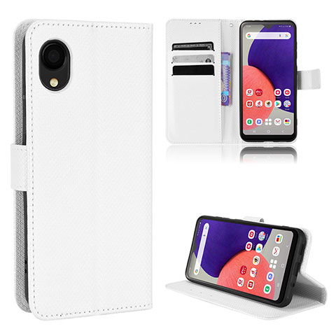 Custodia Portafoglio In Pelle Cover con Supporto BY5 per Samsung Galaxy A22 5G SC-56B Bianco