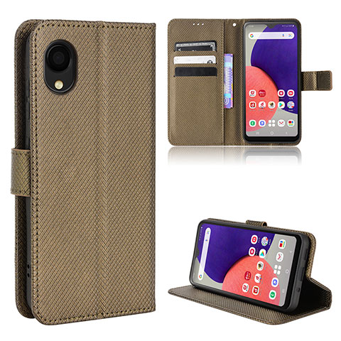 Custodia Portafoglio In Pelle Cover con Supporto BY5 per Samsung Galaxy A22 5G SC-56B Marrone