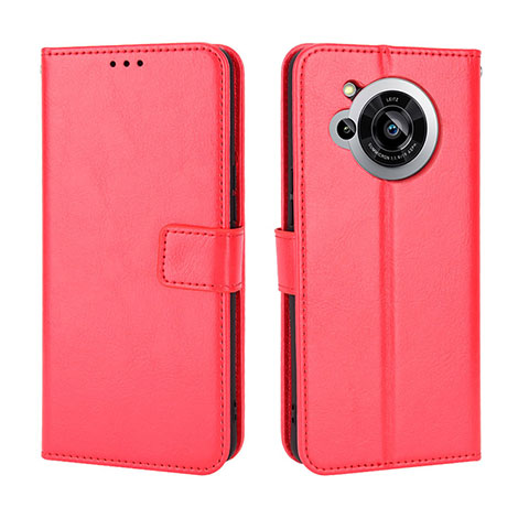 Custodia Portafoglio In Pelle Cover con Supporto BY5 per Sharp Aquos R7 Rosso