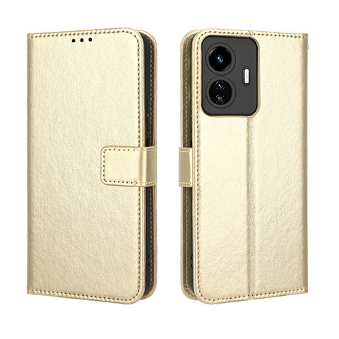 Custodia Portafoglio In Pelle Cover con Supporto BY5 per Vivo iQOO Z6 Lite 5G Oro