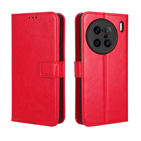 Custodia Portafoglio In Pelle Cover con Supporto BY5 per Vivo X90 Pro+ Plus 5G Rosso