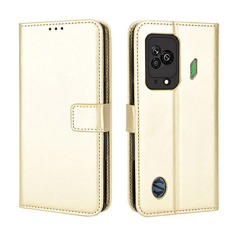 Custodia Portafoglio In Pelle Cover con Supporto BY5 per Xiaomi Black Shark 5 5G Oro