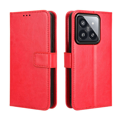 Custodia Portafoglio In Pelle Cover con Supporto BY5 per Xiaomi Mi 14 Pro 5G Rosso