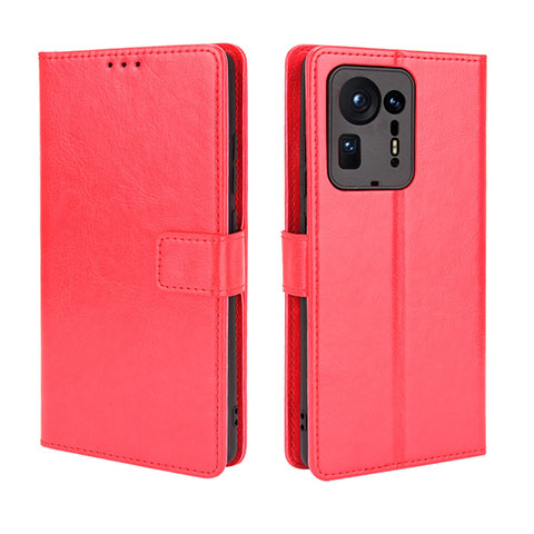 Custodia Portafoglio In Pelle Cover con Supporto BY5 per Xiaomi Mi Mix 4 5G Rosso