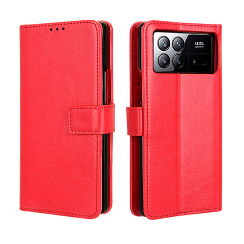 Custodia Portafoglio In Pelle Cover con Supporto BY5 per Xiaomi Mix Fold 3 5G Rosso