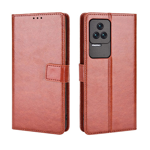 Custodia Portafoglio In Pelle Cover con Supporto BY5 per Xiaomi Poco F4 5G Marrone