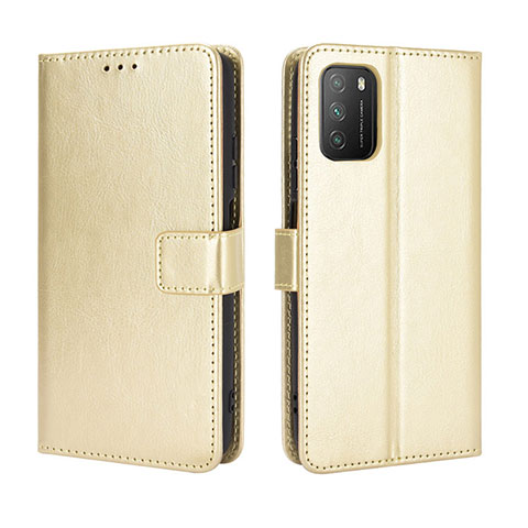 Custodia Portafoglio In Pelle Cover con Supporto BY5 per Xiaomi Poco M3 Oro