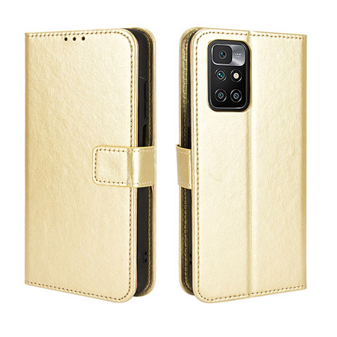 Custodia Portafoglio In Pelle Cover con Supporto BY5 per Xiaomi Redmi 10 (2022) Oro