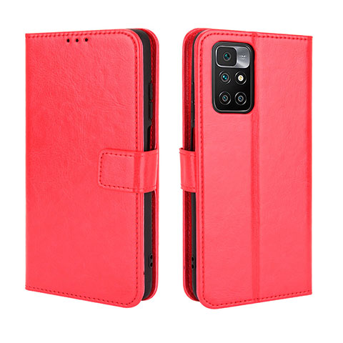 Custodia Portafoglio In Pelle Cover con Supporto BY5 per Xiaomi Redmi 10 4G Rosso