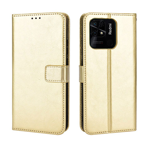 Custodia Portafoglio In Pelle Cover con Supporto BY5 per Xiaomi Redmi 10 India Oro