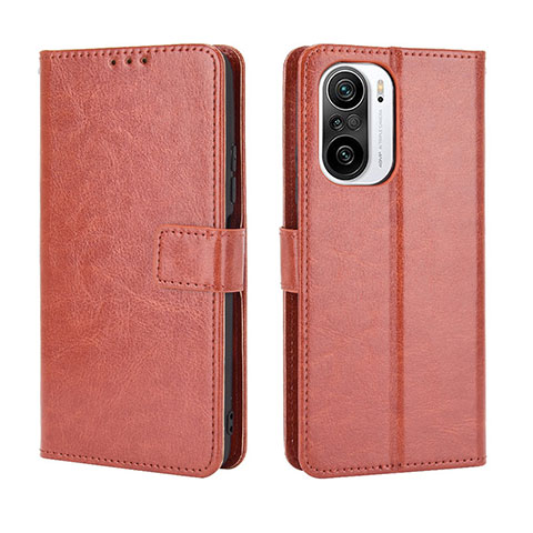 Custodia Portafoglio In Pelle Cover con Supporto BY5 per Xiaomi Redmi K40 Pro+ Plus 5G Marrone