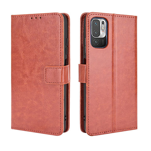 Custodia Portafoglio In Pelle Cover con Supporto BY5 per Xiaomi Redmi Note 10 5G Marrone