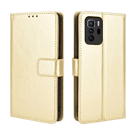 Custodia Portafoglio In Pelle Cover con Supporto BY5 per Xiaomi Redmi Note 10 Pro 5G Oro