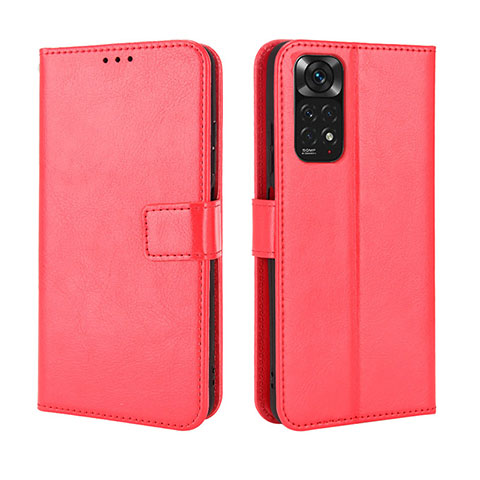 Custodia Portafoglio In Pelle Cover con Supporto BY5 per Xiaomi Redmi Note 11 4G (2022) Rosso