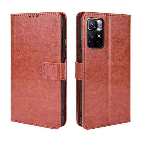 Custodia Portafoglio In Pelle Cover con Supporto BY5 per Xiaomi Redmi Note 11 5G Marrone