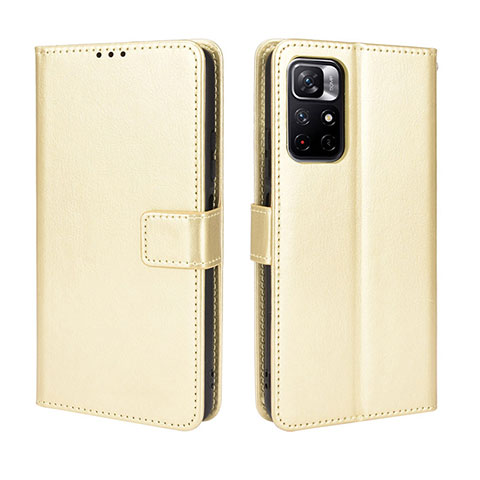 Custodia Portafoglio In Pelle Cover con Supporto BY5 per Xiaomi Redmi Note 11T 5G Oro