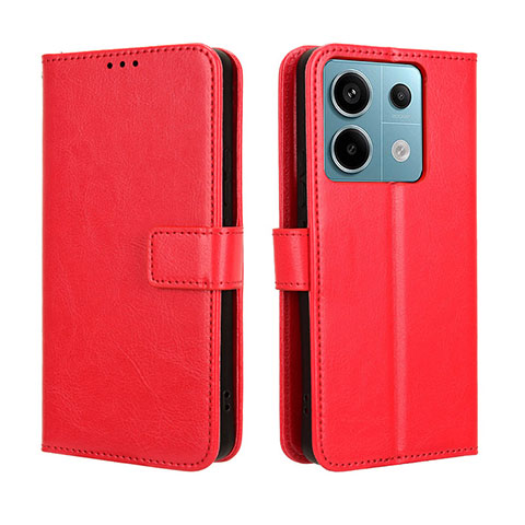 Custodia Portafoglio In Pelle Cover con Supporto BY5 per Xiaomi Redmi Note 13 Pro 5G Rosso