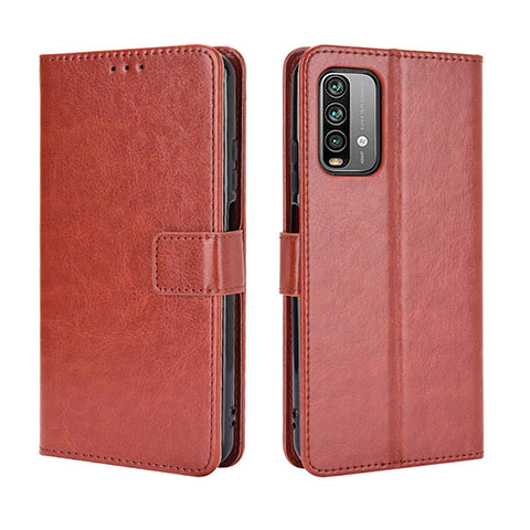 Custodia Portafoglio In Pelle Cover con Supporto BY5 per Xiaomi Redmi Note 9 4G Marrone