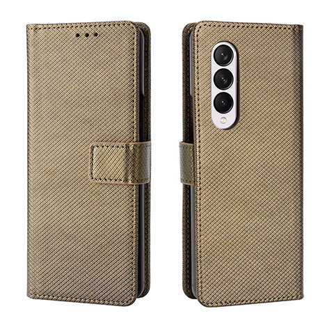 Custodia Portafoglio In Pelle Cover con Supporto BY6 per Samsung Galaxy Z Fold3 5G Marrone