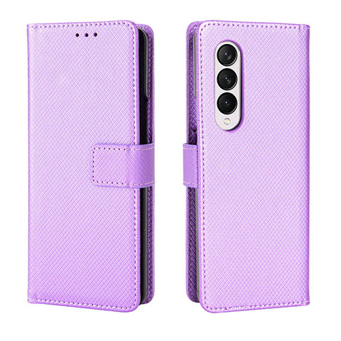 Custodia Portafoglio In Pelle Cover con Supporto BY6 per Samsung Galaxy Z Fold3 5G Viola