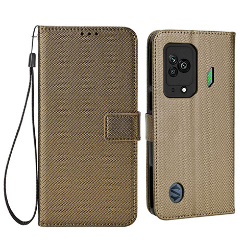 Custodia Portafoglio In Pelle Cover con Supporto BY6 per Xiaomi Black Shark 5 5G Marrone