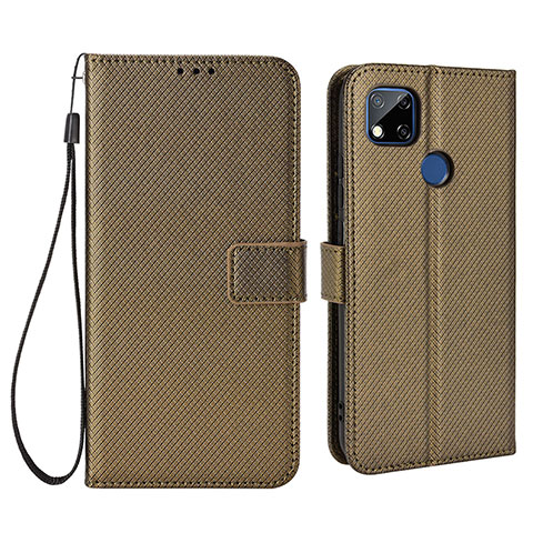 Custodia Portafoglio In Pelle Cover con Supporto BY6 per Xiaomi POCO C3 Marrone