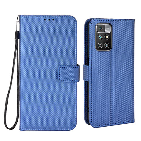 Custodia Portafoglio In Pelle Cover con Supporto BY6 per Xiaomi Redmi 10 (2022) Blu