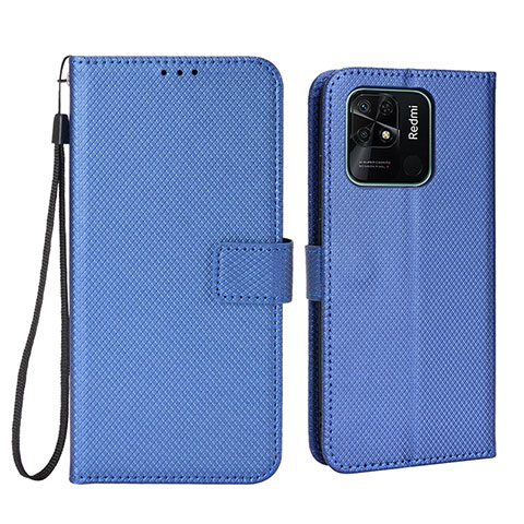 Custodia Portafoglio In Pelle Cover con Supporto BY6 per Xiaomi Redmi 10C 4G Blu