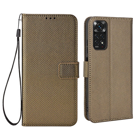 Custodia Portafoglio In Pelle Cover con Supporto BY6 per Xiaomi Redmi Note 11 4G (2022) Marrone