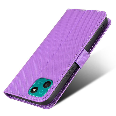 Custodia Portafoglio In Pelle Cover con Supporto BY7 per Wiko T10 Viola