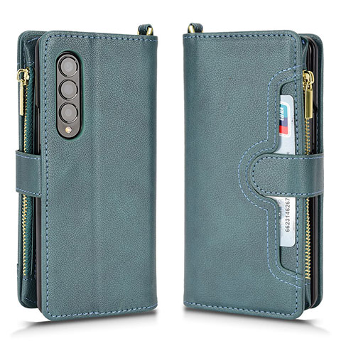 Custodia Portafoglio In Pelle Cover con Supporto BY8 per Samsung Galaxy Z Fold4 5G Verde