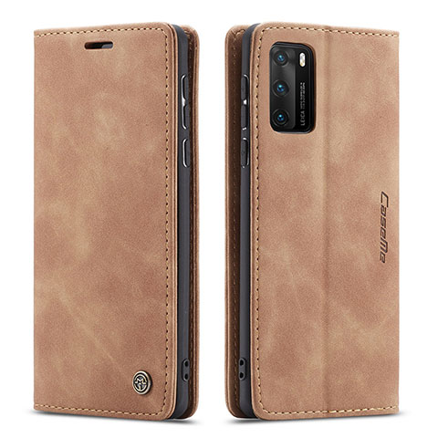 Custodia Portafoglio In Pelle Cover con Supporto C01S per Huawei P40 Marrone Chiaro