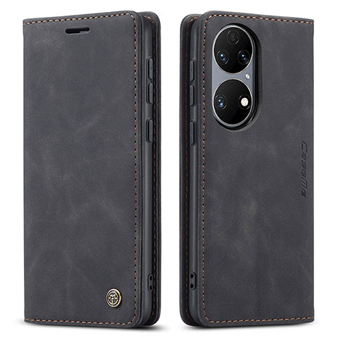 Custodia Portafoglio In Pelle Cover con Supporto C01S per Huawei P50 Pro Nero