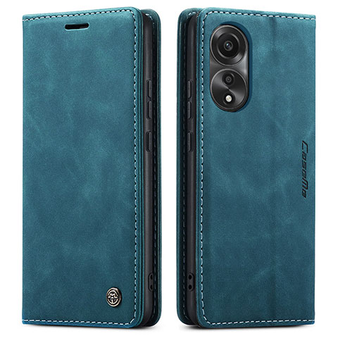 Custodia Portafoglio In Pelle Cover con Supporto C01S per Oppo A78 4G Blu