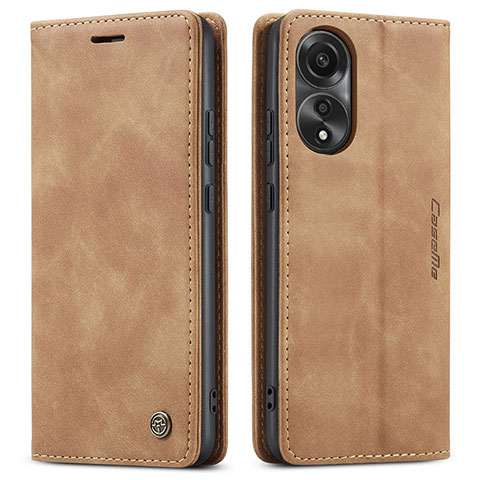 Custodia Portafoglio In Pelle Cover con Supporto C01S per Oppo A78 4G Marrone Chiaro