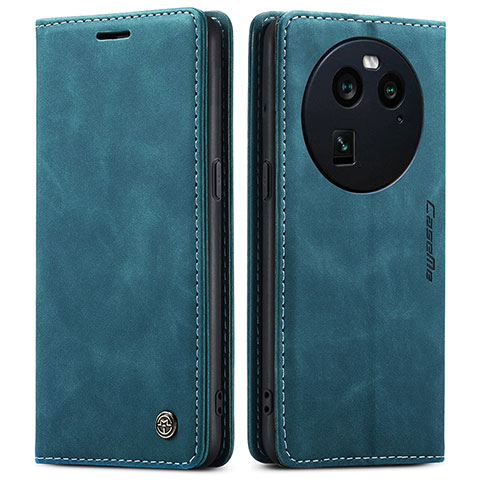 Custodia Portafoglio In Pelle Cover con Supporto C01S per Oppo Find X6 5G Blu