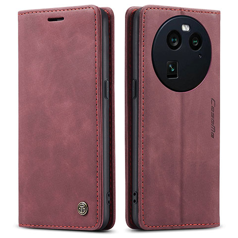 Custodia Portafoglio In Pelle Cover con Supporto C01S per Oppo Find X6 5G Rosso Rosa