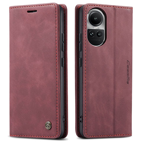 Custodia Portafoglio In Pelle Cover con Supporto C01S per Oppo Reno10 5G Rosso Rosa