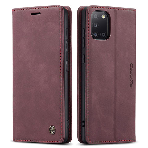 Custodia Portafoglio In Pelle Cover con Supporto C01S per Samsung Galaxy A31 Rosso Rosa