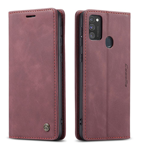 Custodia Portafoglio In Pelle Cover con Supporto C01S per Samsung Galaxy M21 Rosso Rosa