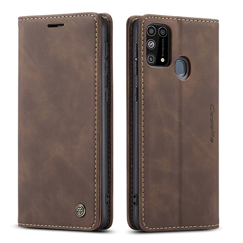 Custodia Portafoglio In Pelle Cover con Supporto C01S per Samsung Galaxy M31 Marrone