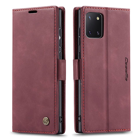 Custodia Portafoglio In Pelle Cover con Supporto C01S per Samsung Galaxy Note 10 Lite Rosso Rosa