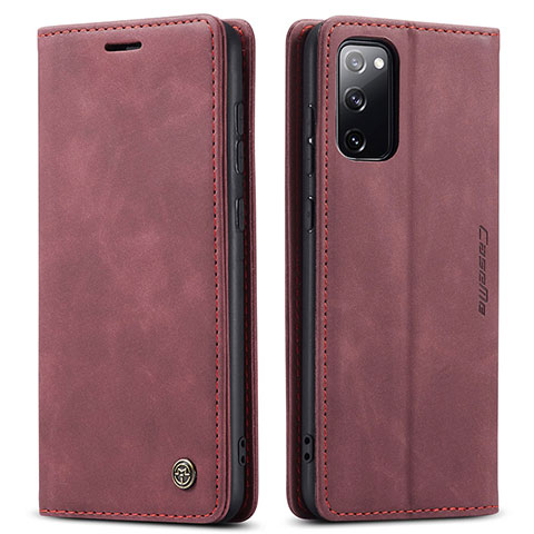 Custodia Portafoglio In Pelle Cover con Supporto C01S per Samsung Galaxy S20 FE 5G Rosso Rosa