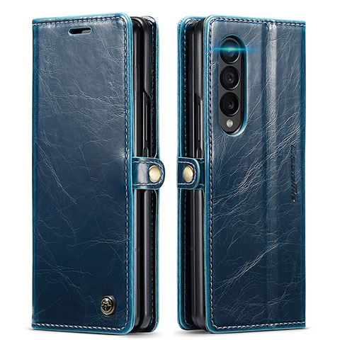 Custodia Portafoglio In Pelle Cover con Supporto C01S per Samsung Galaxy Z Fold3 5G Blu