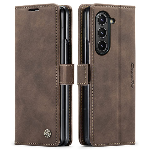 Custodia Portafoglio In Pelle Cover con Supporto C01S per Samsung Galaxy Z Fold5 5G Marrone