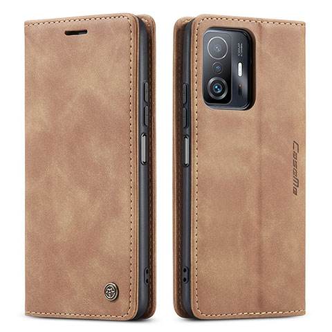 Custodia Portafoglio In Pelle Cover con Supporto C01S per Xiaomi Mi 11T 5G Marrone Chiaro