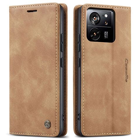 Custodia Portafoglio In Pelle Cover con Supporto C01S per Xiaomi Mi 13T Pro 5G Marrone Chiaro