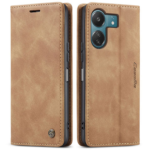 Custodia Portafoglio In Pelle Cover con Supporto C01S per Xiaomi Poco C65 Marrone Chiaro